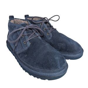 UGG Neumel Navy Blue suede leather & sheepskin lined lace up men's boots 11